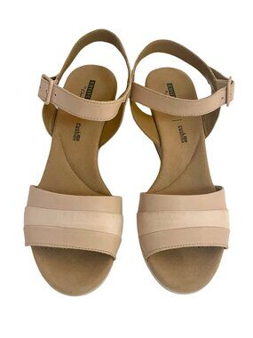 Clarks Leather Wedge Sandals Size 8 Soft Pink Comfort Cushioned Platform Sandals